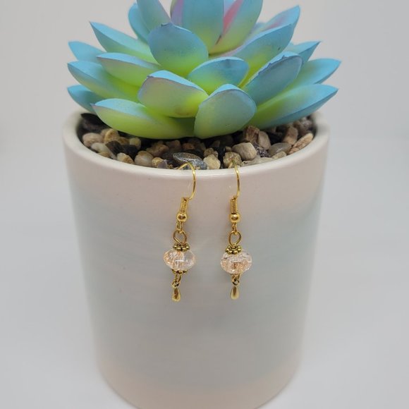 5 Piece Set - Gold plated mixed color crackled glass bracelet and 4 sets of earr - Picture 6 of 8